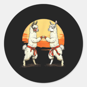 Judo MMA Alpaca Lover Taekwondo Alpaca Sunset Classic Round Sticker