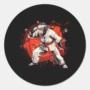 Judo Monkey Jiu-Jitsu Kung Fu Taekwondo MMA Monkey Classic Round Sticker