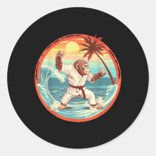 Judo Monkey Sunset Taekwondo Judo Kung Fu Monkey Classic Round Sticker