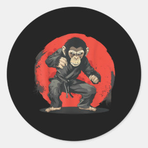 Judo Monkey Taekwondo MMA Jiu-Jitsu Kung Fu Monkey Classic Round Sticker