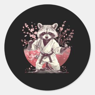 Judo Racoon Nature Kickboxing Taekwondo Martial Classic Round Sticker