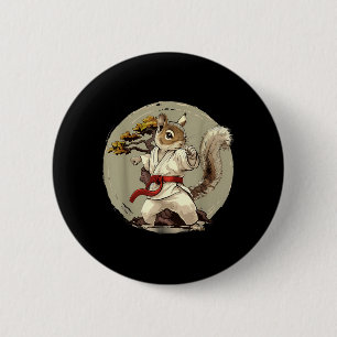 Judo Squirrel Bonsai Tree Kickboxing Taekwondo 6 Cm Round Badge