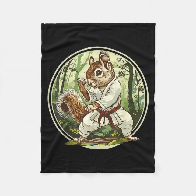 Judo Squirrel Forest Martial Arts Kickboxing Fleece Blanket (Front)