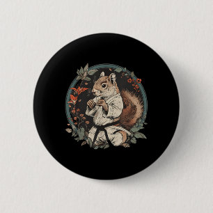 Judo Squirrel Nature Martial Arts Kickboxing 6 Cm Round Badge