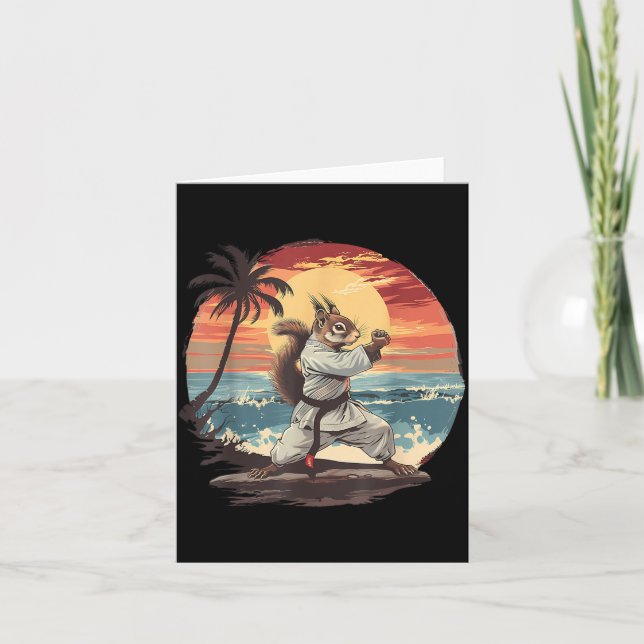 Judo Squirrel Sunset Martial Arts Kickboxing Card (Front)