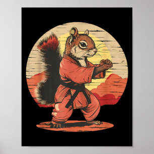 Judo Squirrel Sunset Taekwondo Karate MMA Squirrel Poster