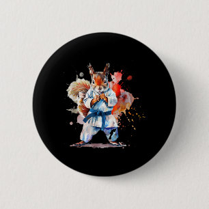 Judo Squirrel Watercolor Karate MMA Squirrel Lover 6 Cm Round Badge