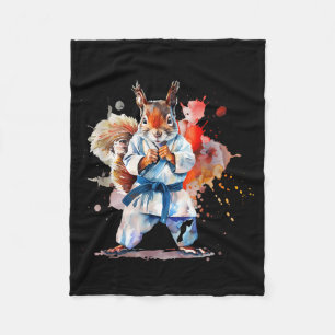 Judo Squirrel Watercolor Karate MMA Squirrel Lover Fleece Blanket