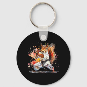 Judo Squirrel Watercolor MMA Squirrel Lover Key Ring