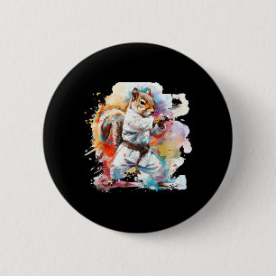 Judo Squirrel Watercolor Squirrel Lover Taekwondo 6 Cm Round Badge