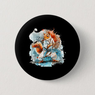 Judo Squirrel Watercolor Taekwondo Karate MMA 6 Cm Round Badge