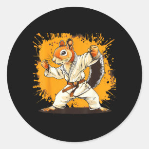 Judo Squirrel Watercolor Taekwondo Karate MMA Classic Round Sticker