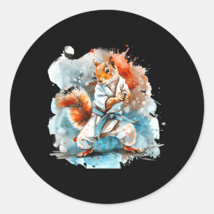 Judo Squirrel Watercolor Taekwondo Karate MMA Classic Round Sticker