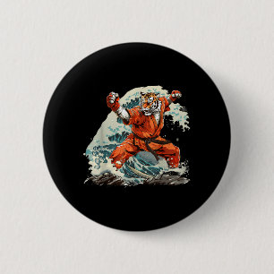 Judo Tiger Ocean Wave Taekwondo Judo Kickboxing 6 Cm Round Badge