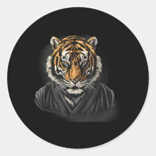 Judo Tiger Portrait MMA Jiu-Jitsu Taekwondo Classic Round Sticker
