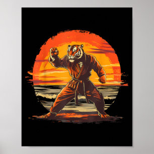 Judo Tiger Sunset Taekwondo Martial Arts Judo Poster