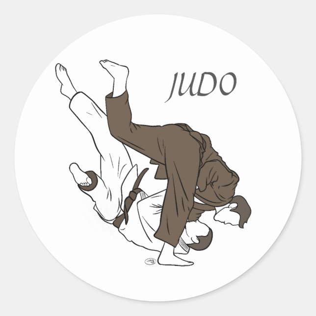 Judo Vintage Leather Style Classic Round Sticker (Front)