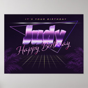 Judy Name Vorname lila retro Poster Geburtstag