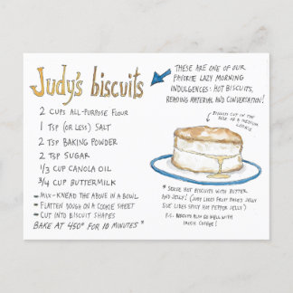 Judy's Biscuit Recipe Postcard