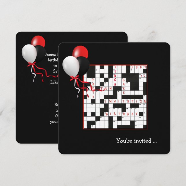 Judy's Crossword Puzzle Invitation (Front/Back)