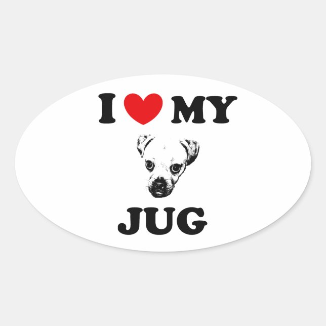 jug dog oval sticker (Front)
