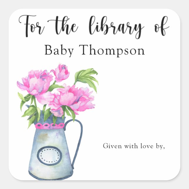 Jug of flowers - for the library of square sticker (Front)