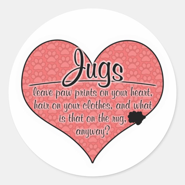 Jug Paw Prints Dog Humour Classic Round Sticker (Front)