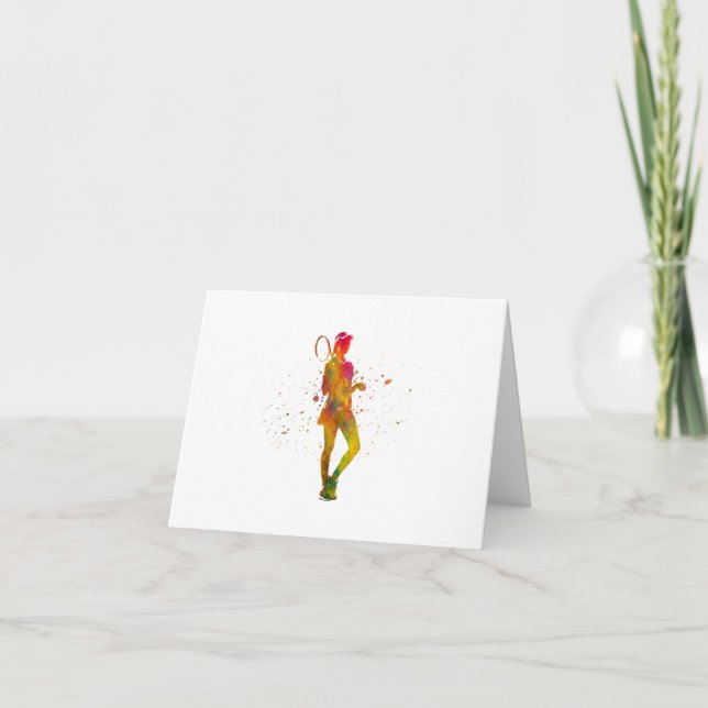 jugador de tenis en acuarela thank you card (Front)