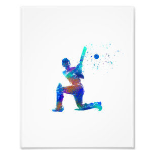 Jugando al cricket en acuarela photo print