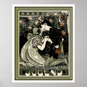 Jugend Art Nouveau  Kissing Couple 16 x 20 Poster