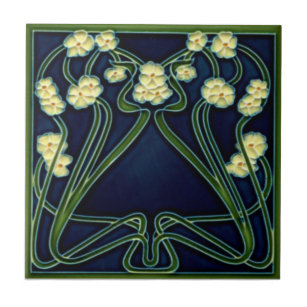 Jugendstil Art Nouveau Floral Repro Antique Tile