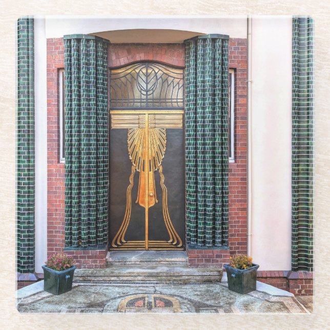 Jugenstil Door Glass Coaster (Front)