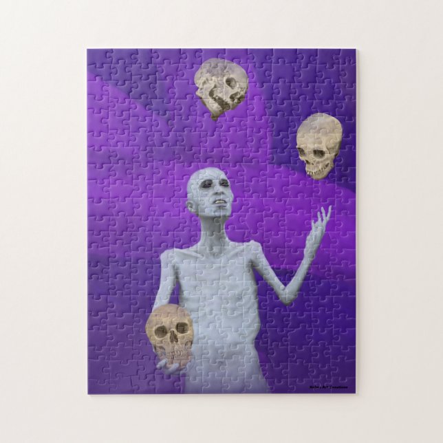 Juggler Juggling Skulls Medium Fantasy Art Puzzle (Vertical)