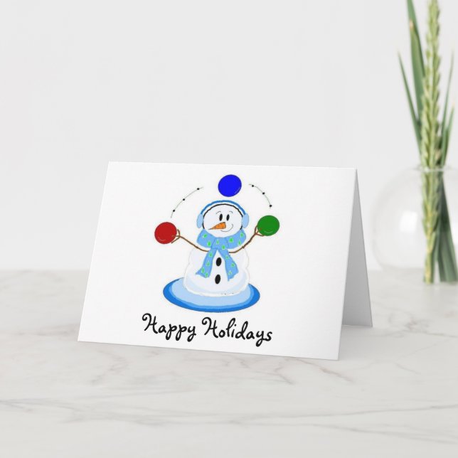 Juggler Snowman Holiday Card (Front)