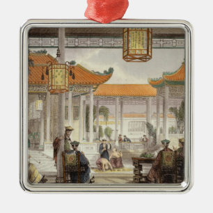 Jugglers Exhibiting in the Court of a Mandarin's P Metal Tree Decoration