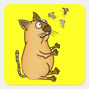 Juggling Cat Square Sticker