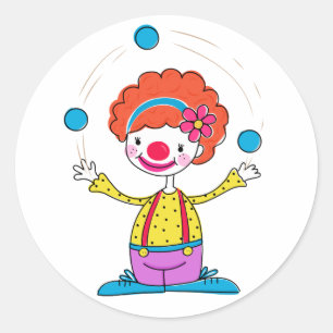 Juggling Clown Classic Round Sticker