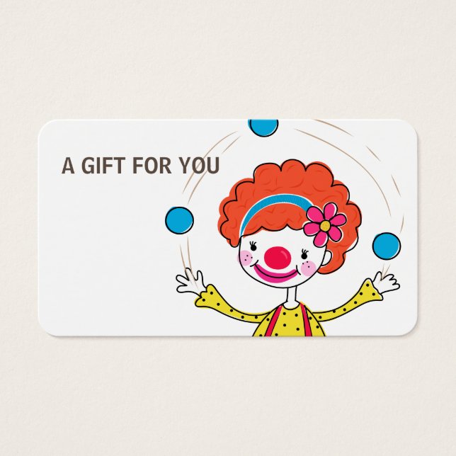 Juggling Clown Gift Card, Certificate, D11-052115 (Front)