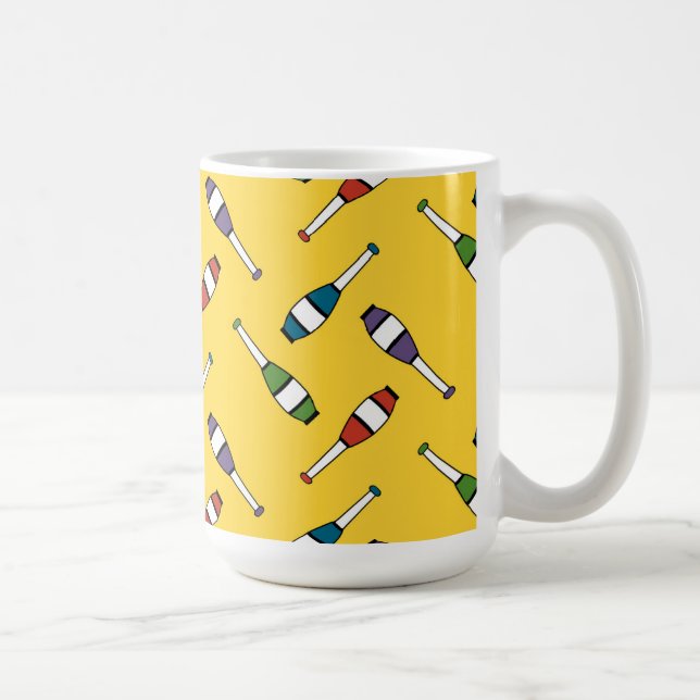 Juggling Club Toss Yellow Coffee Mug (Right)