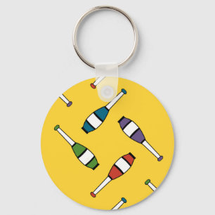 Juggling Club Toss Yellow Key Ring