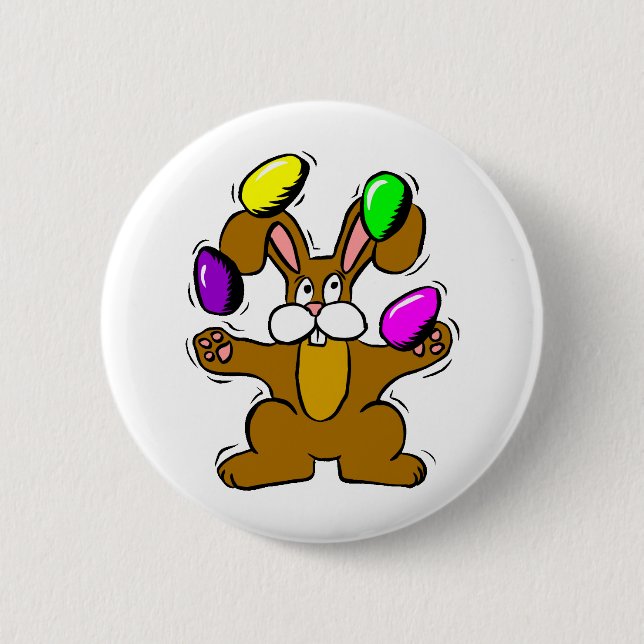 Juggling Easter Bunny 6 Cm Round Badge (Front)