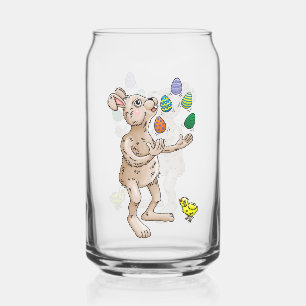 Juggling Easter Bunny Can Glass