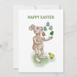 Juggling Easter Bunny Holiday Card
