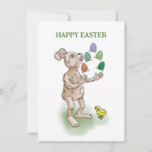 Juggling Easter Bunny Holiday Card