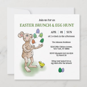 Juggling Easter Bunny Invitation