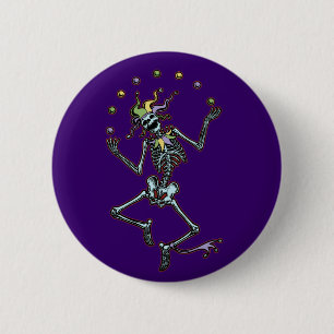 Juggling Jester Skeleton 6 Cm Round Badge