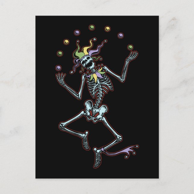 Juggling Jester Skeleton Postcard (Front)