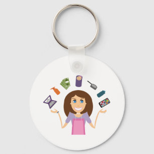 Juggling Mum (Brunette) Key Ring
