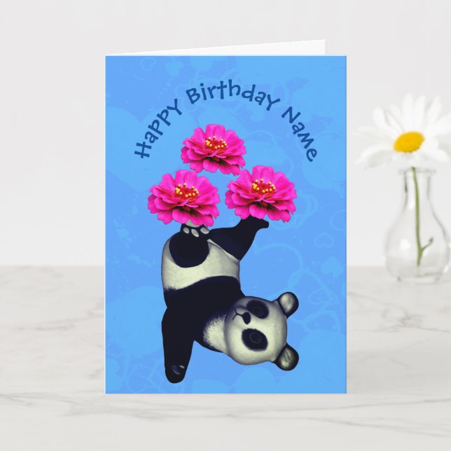 Juggling Panda Bear Personalised Birthday Card (Small Plant)
