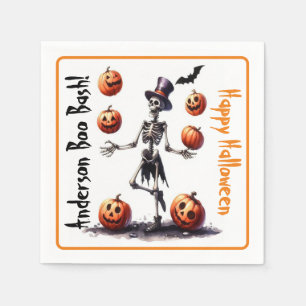 Juggling Skeleton Halloween Napkin